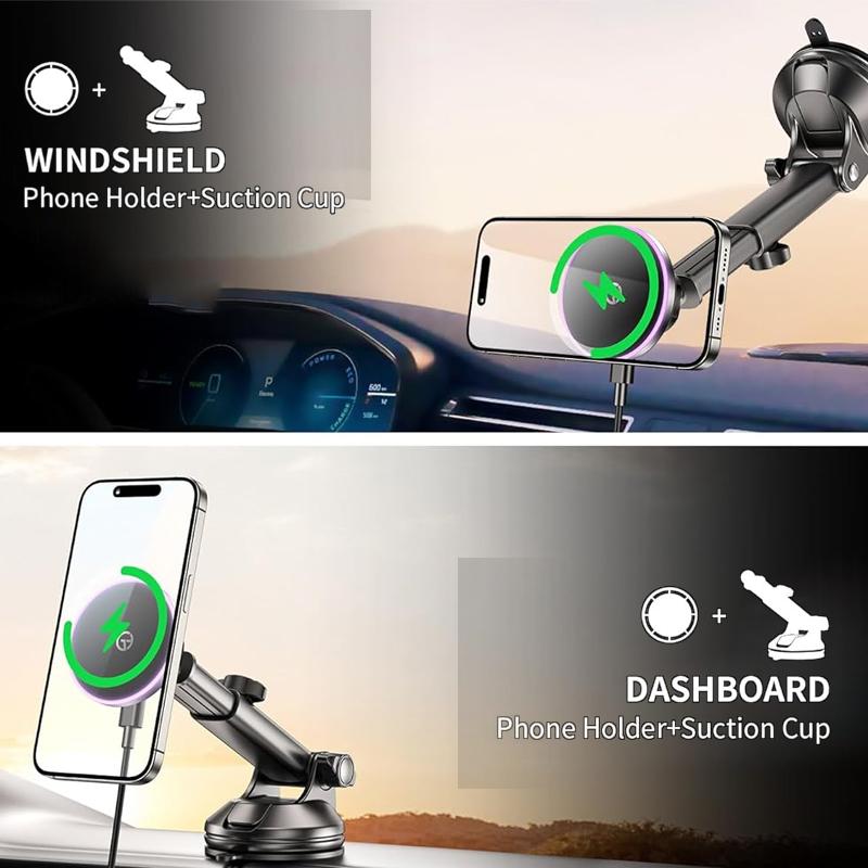 2026  Electronic Accessories Magnetic Wireless Car Charger Windshield Car Mount Phone Holder Consumer Chargers Adapters