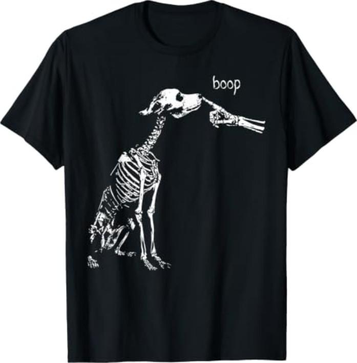 Boop Scheletro di Cane Divertente Boop Notte di Halloween Grafica di Cane Maglietta