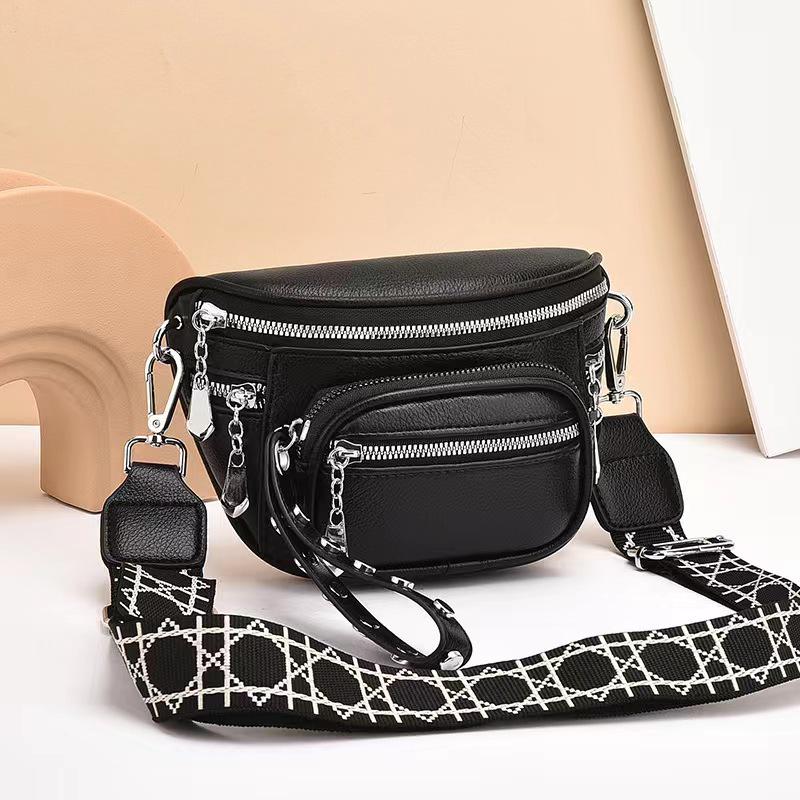 Sac bandoulière selle couleur unie tendance - Sac à bandoulière grande capacité pour femme