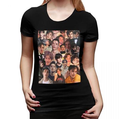 Louis Partridge Photo Collage TShirt for WOMEN Round Neck Streetwear T Shirts WOMENs Tees Short Summer Clothes Tops