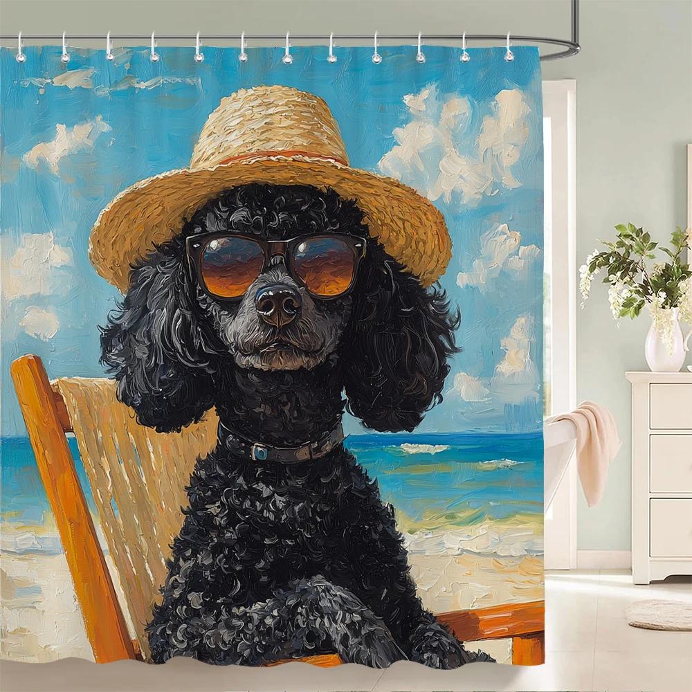 Individuality Creative Beach Animals Fabric Shower Curtain Bath Curtains For Bathroom Funny Cats And Dogs Home Decorate Curtain