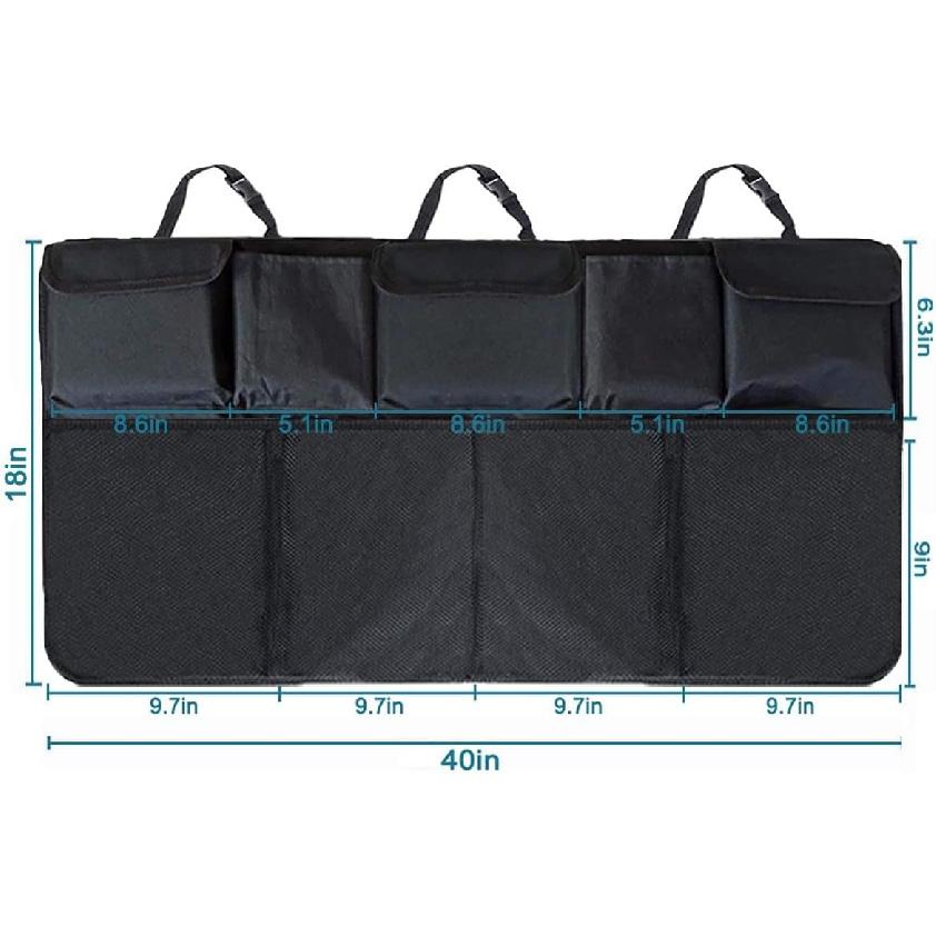 Trunk Organizer For Car, Large Capacity Car Organizers And Storage With 9 Pockets, Waterproof Backseat Hanging Organizer For SUV, Truck, MPV,