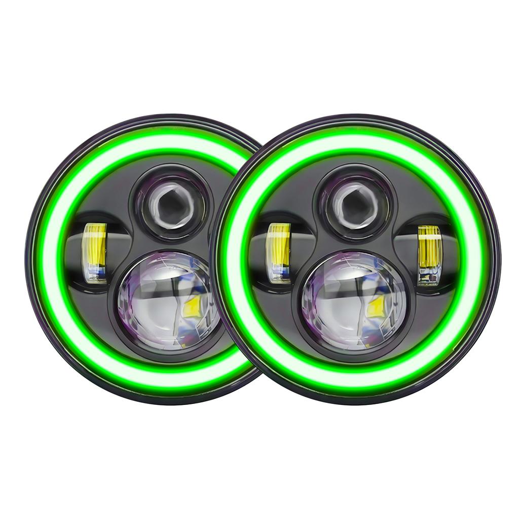 2 Stücke 7 Zoll Auto Motorrad LED Scheinwerfer mit Tagfahrlicht Blinker Abblendlicht Fernlicht Rote Winkelaugen 7''