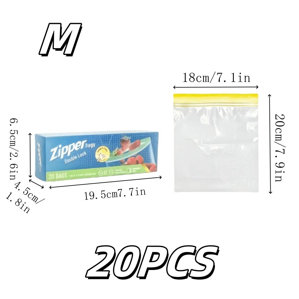 

15/20/30pcs L/M/S Clear Storage Bag Snack And Sandwich Bags Ealed Vegetable Food Preservation Freezer Camping Kitchen Accessory