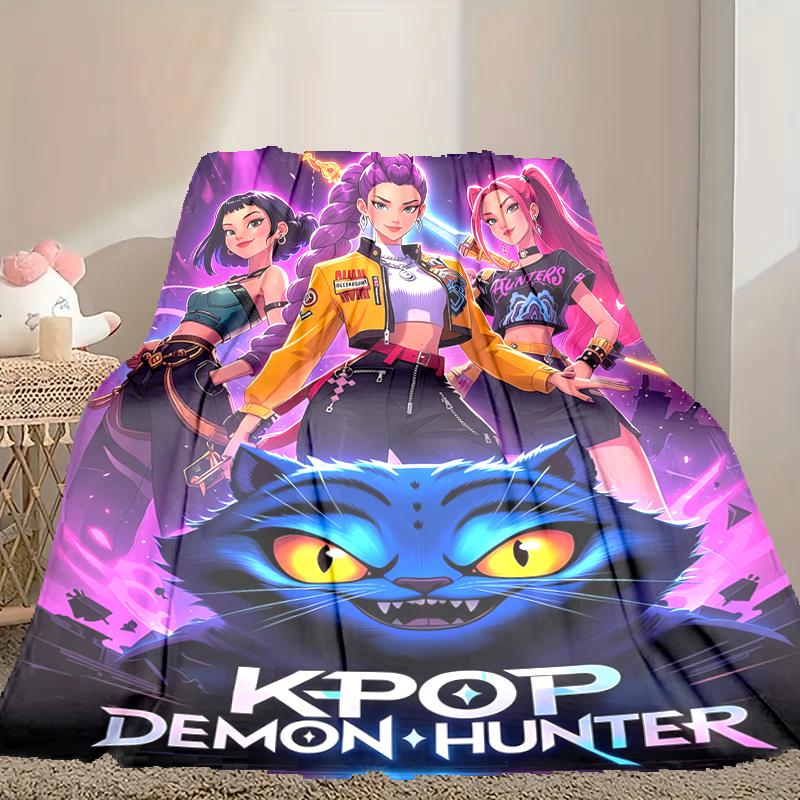 1pc Kpop Demon Hunters Blanket, Cozy Valentine's Day Blanket, Multi-functional Nap Blanket Available Throughout the Four Seasons