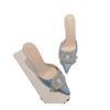 High-heeled Half Slippers 2025 New Versatile Pointed Rhinestone Buckle Stiletto Sandals Internet Celebrity Fairy Wind Bag Head Drag Girl