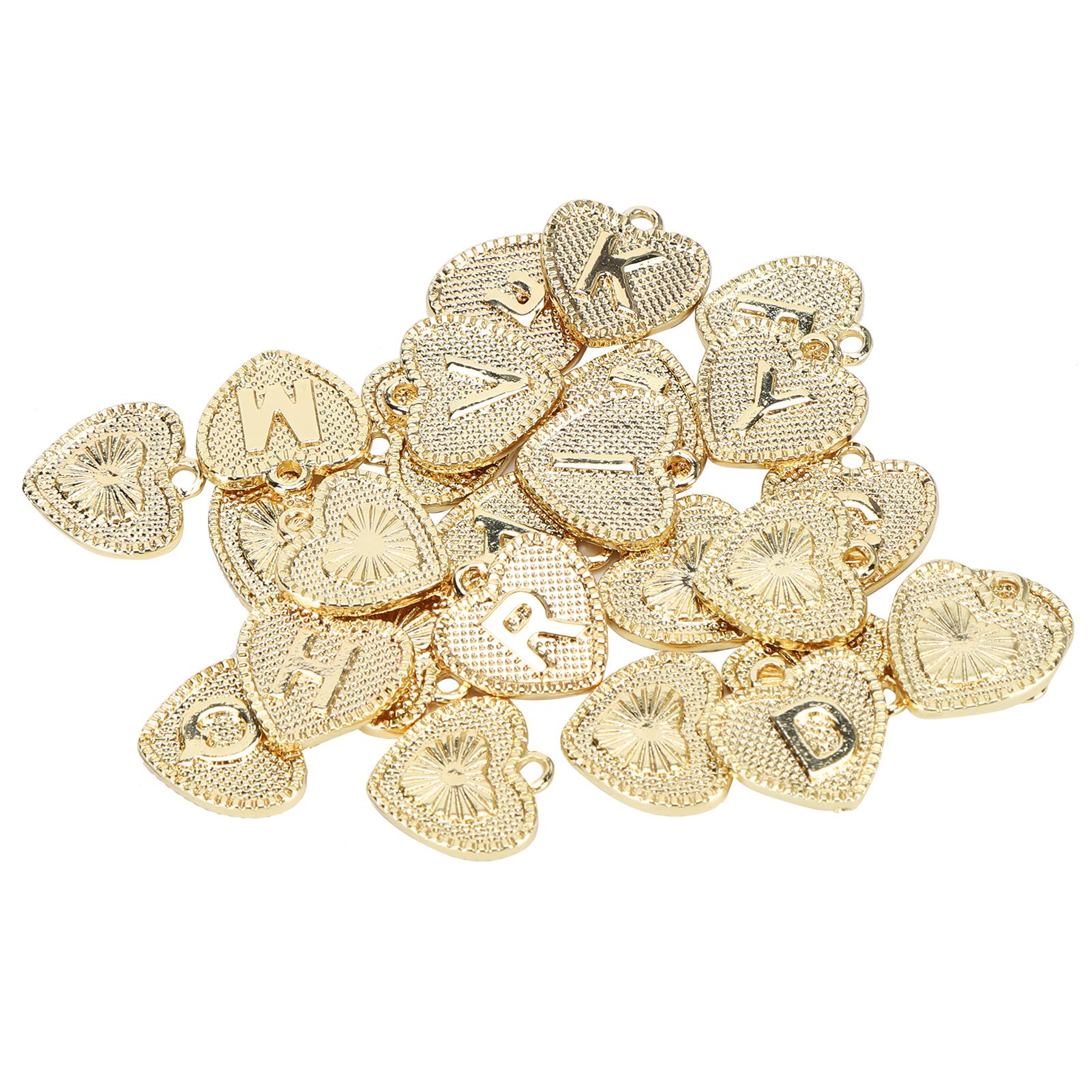 

26Pcs Heart Shaped Pendant English Letters Craft Supplies DIY Jewelry Making Accessory