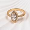 2026 Women's Marquise Cut Main Stone Ring with Micro-Paved Diamonds and Cross Band - Elegant High-End Jewelry