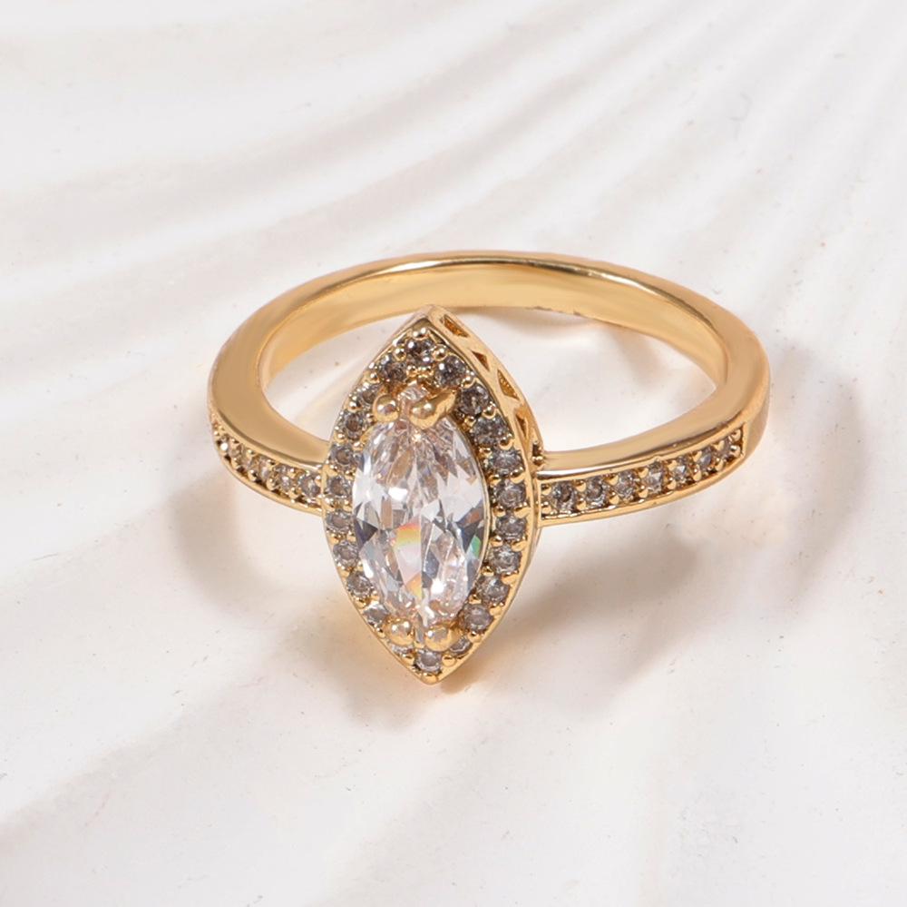 2026 Women's Marquise Cut Main Stone Ring with Micro-Paved Diamonds and Cross Band - Elegant High-End Jewelry