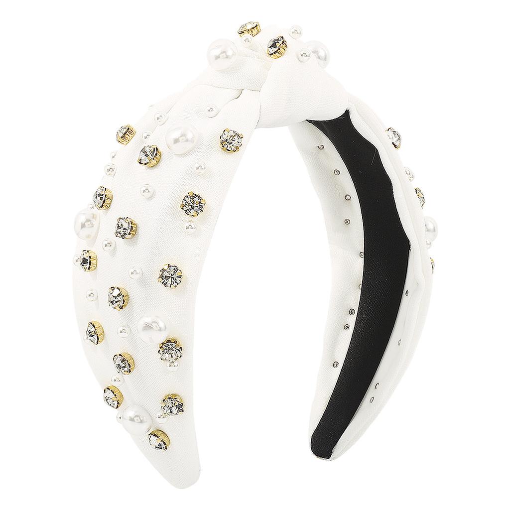 Fascia per Capelli Elastica Vintage Lusso Moda Barocca Strass Perla Nodo Spugna Fascia per Capelli Donna Bellissimi Accessori per Capelli