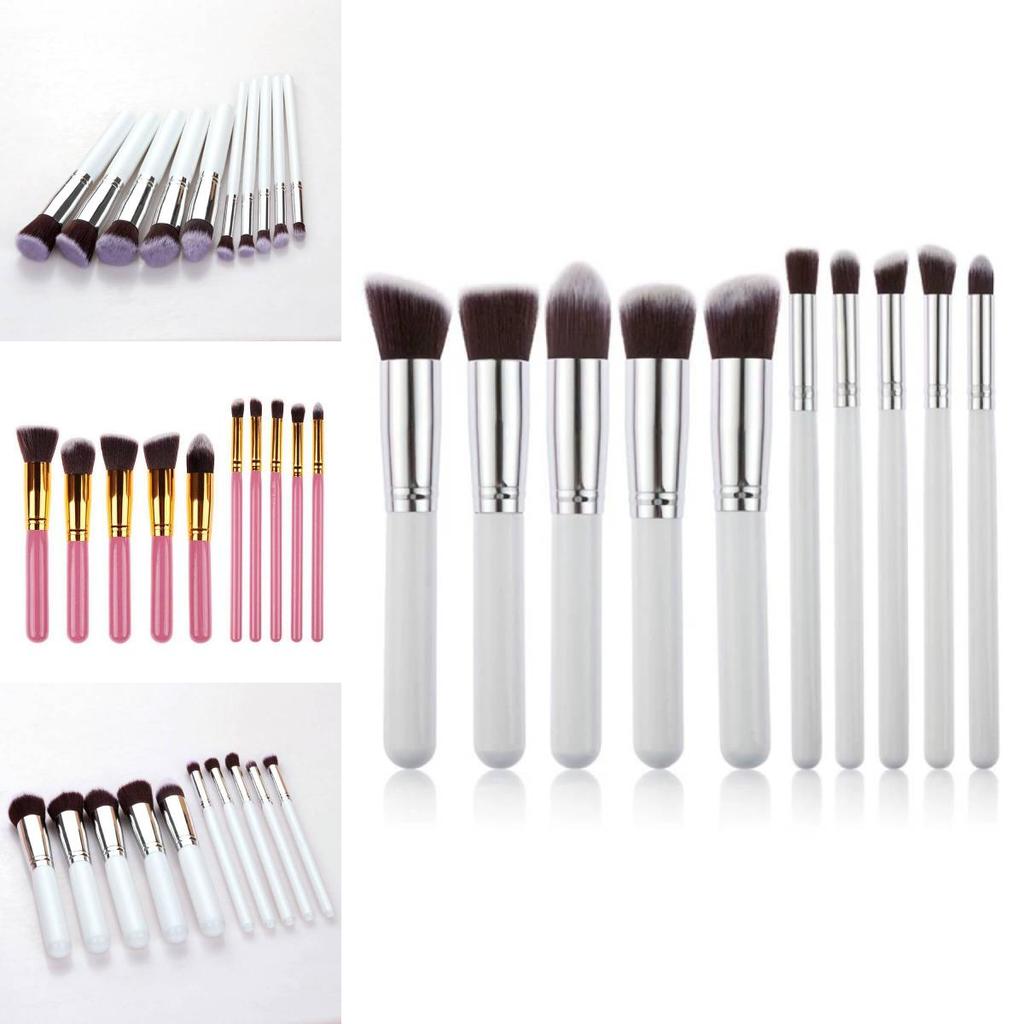Makeup Brush Set With Artificial Fiber Bristles And Wooden Handles For Professional Artists