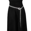 Full Diamond Coverage Rhinestone Chain Belt Double Heart Buckle Waist Chain Belt  For Women