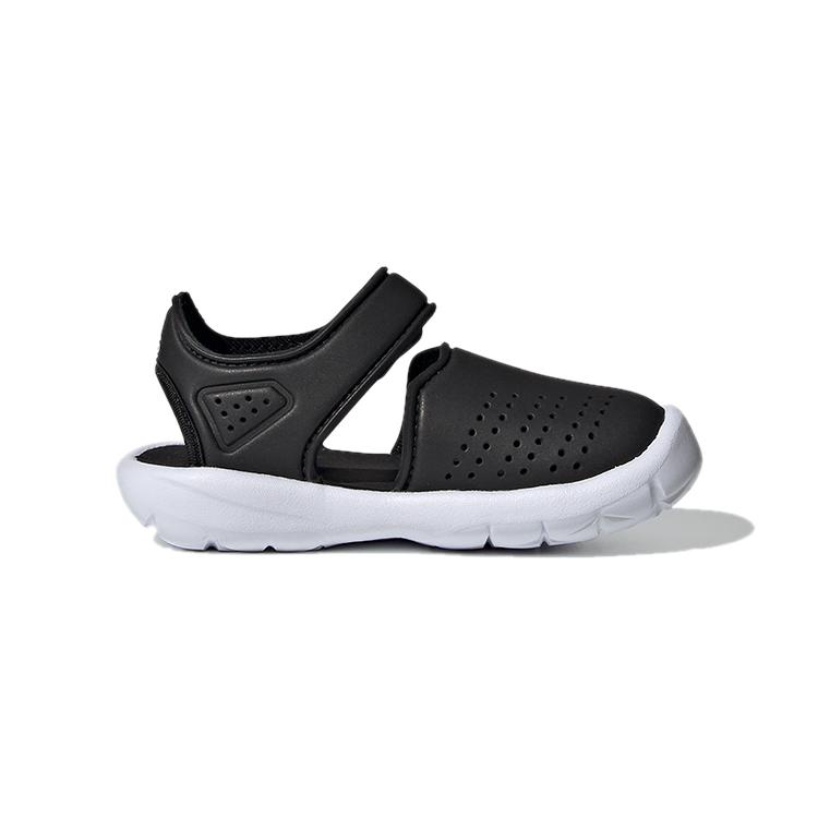 adidas Fortaswim Stripes I Slip Resistant Anti Kick Abrasion Resistant Low Top Toddler Shoes Black White FW6042