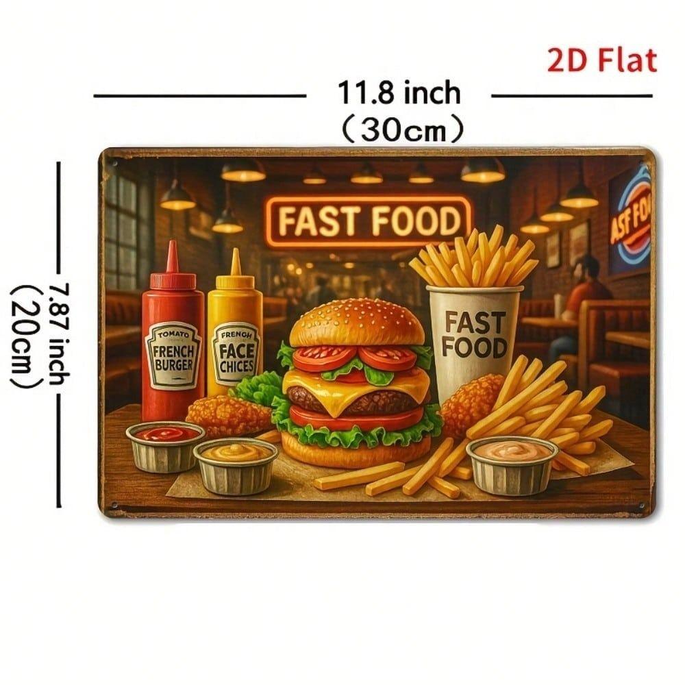 Metal Wall Art Retro Fast Food Sign, Tin Poster 8x12 Inch for Kitchen Bar Cafe