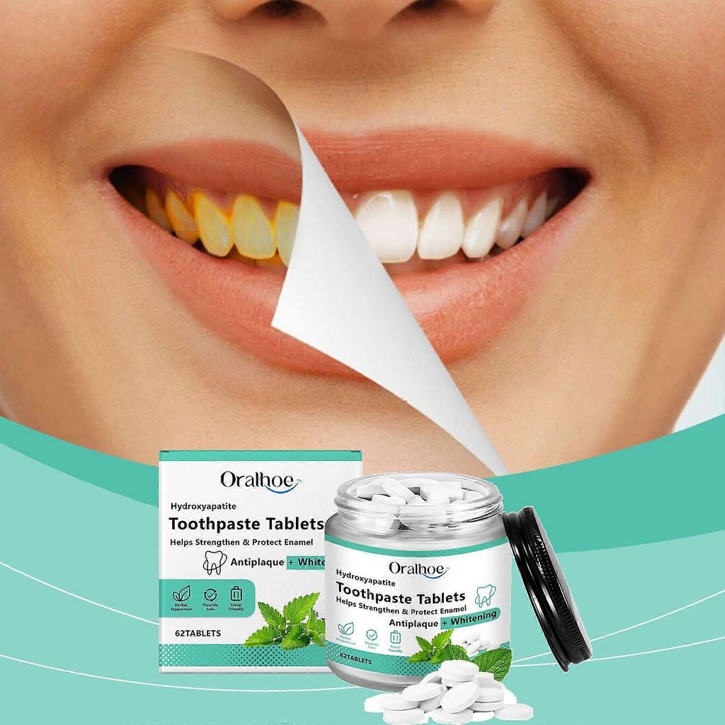 Oralhoe Mint Brightening Toothpaste Tablets - Portable Toothpaste Chewable Tablets For Eliminating Oral Odor And Freshening Breath