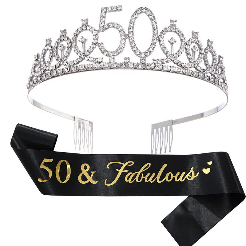 Europäische und Amerikanische Mode Legierung Digitale Krone Stirnband Digitaler Geburtstag Schultergurt Set Geburtstagsparty Ball Kopfschmuck für Mädchen