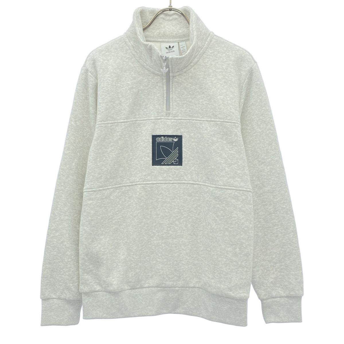 

adidas Trefoil logo Long sleeve Half zip sweat XS Light gray Back fleece Men s Used