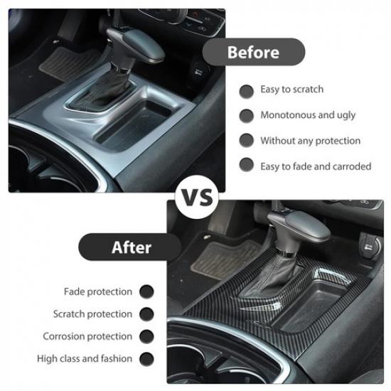 For Dodge Charger 16-21 Carbon Fibe Console Gear Shift Box Panel Trim Cover