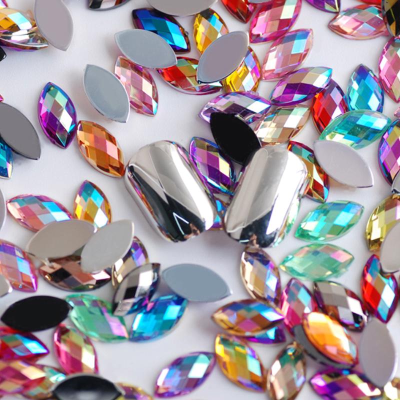 200Pcs Acrylic Eye Shape  Gems Glue On Diamond Stone Flatback