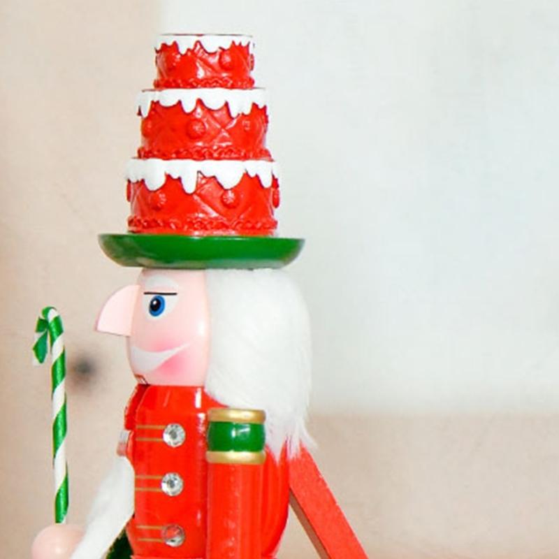 Green And Red Pink Nutcrackers Figurine 38CM Tall Handcrafted Wooden Christmas Ornament For Mantels Shelf Decoration