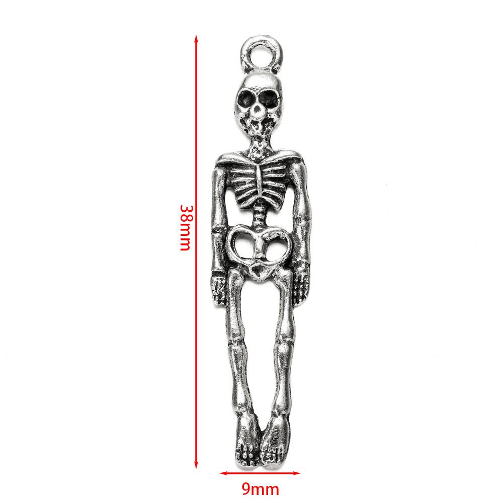 20Pcs/Lot 9*38mm Tibetan Alloy Skeleton Charms Skull Pendants for DIY Necklaces Earrings Jewelry Making Accessories