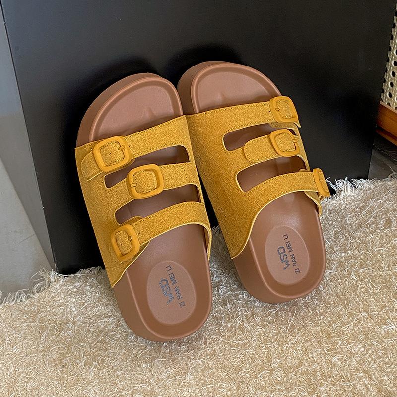 Thick-bottomed Open-toed Cool Slippers for Women's 2025 Summer New Retro Versatile Outer Wear One-pedal Casual Slippers