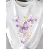 European Size 2026 Spring Summer Women'S Crew Neck Butterfly Print Short Sleeve Casual T-Shirt, Soft and Breathable, Colorful Design for Everyday Wear