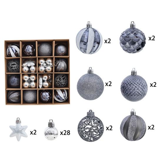 42 Buc. Ornamente Pictate pentru Globuri de Crăciun Set Decor Agățat din Plastic pentru Brad și Petrecere Incasabile Ușoare Festive Decor de Casă
