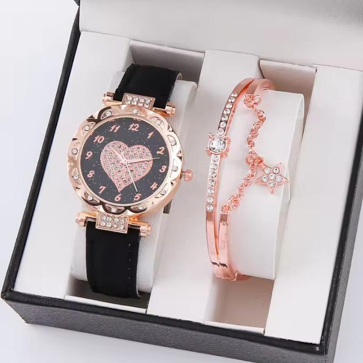 New Popular Women'S Bracelet Watch Fashionable And Simple Butterfly Five-Piece Watch Set Watch