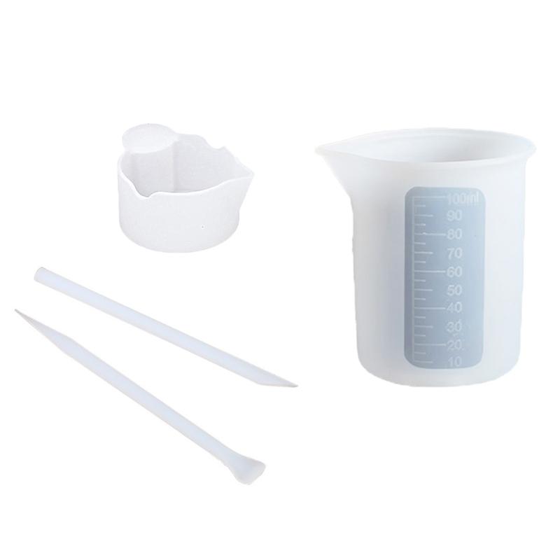 Resin Glue Tools Set Silicone Stirrer Stirring Rods 100ml Measuring Cups Mixing Cup Card Slot Cup Dispensing Cup