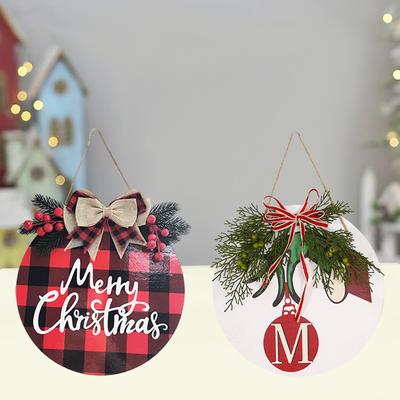 1 Stück Weihnachtskranz, Weihnachtsdekorationen Weihnachts-Türschild Frohe Weihnachten Schild für Zuhause Haustür Veranda Fenster Außendekor
