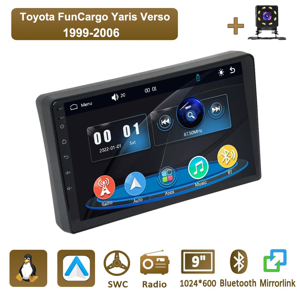 

Icreative Car Radio Multimedia MP5 Player Head Unit Stereo BT For Toyota FunCargo Yaris Verso 1999-2006 чорний