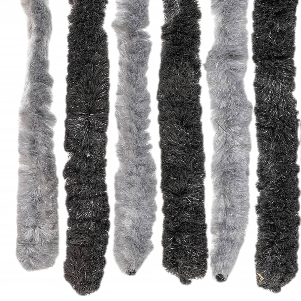Fly Screen Curtain Grey and Black 100x200 Cm Chenille