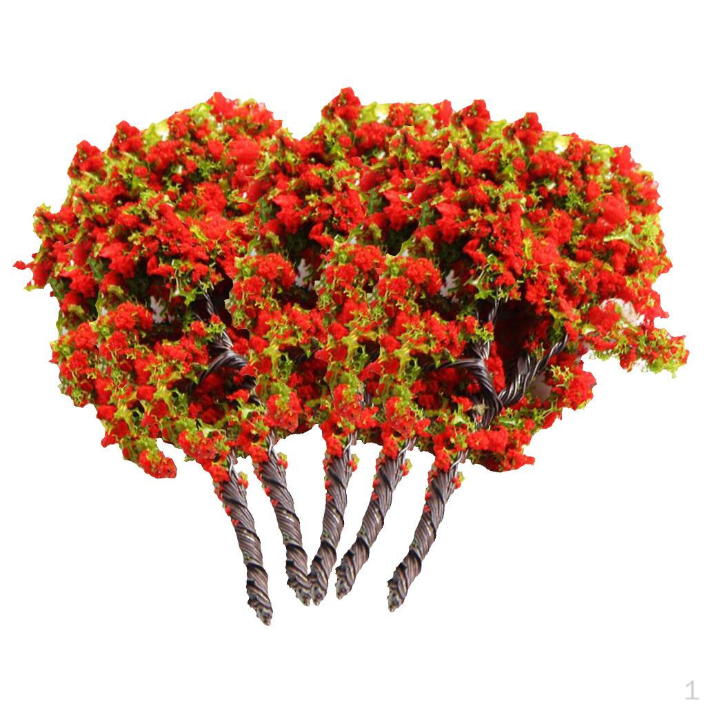

5pc Layout Model Tree Decor Ornament Table Building Garden Accessories Height 70mm