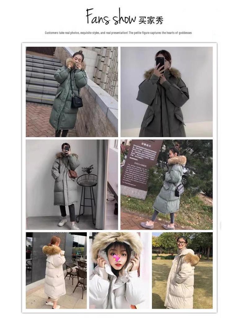 Women's Winter Korean-Style Long Down Cotton Coat - Trendy, Loose-Fit, Thick, Large Size.