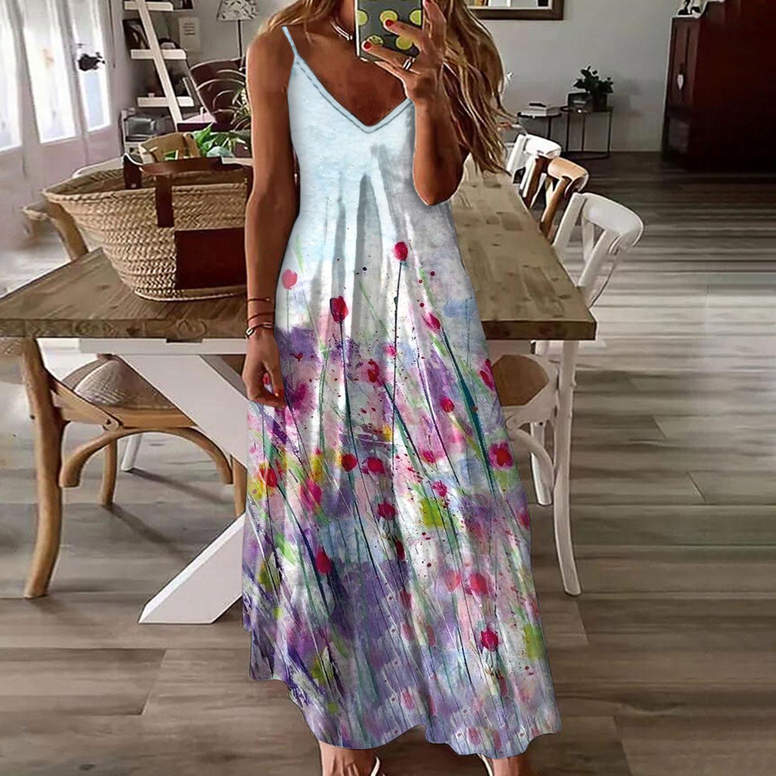 Модное женское повседневное тонкое платье без рукавов с принтом и пуловером XXXL — фото 7