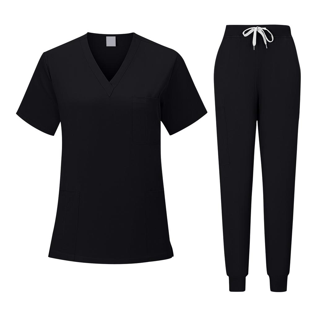 Personalized Custom Embroidered Text Unisex V-neck Solid Color Quick-drying Fabric Thin Clinic Work Clothes Hand-washing Clothes Clothes