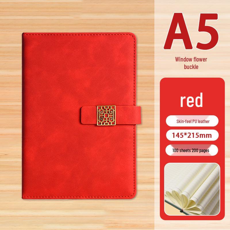 High-End Soft Leather Business Notebook with Magnetic Buckle and Custom Logo - Ideal Gift Set