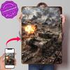 Tank Firing In War Zone Poster Retro D Printed Metal Signs Customized Wall Hanging Gift for Mancave Decoration Gaming Wand Deko