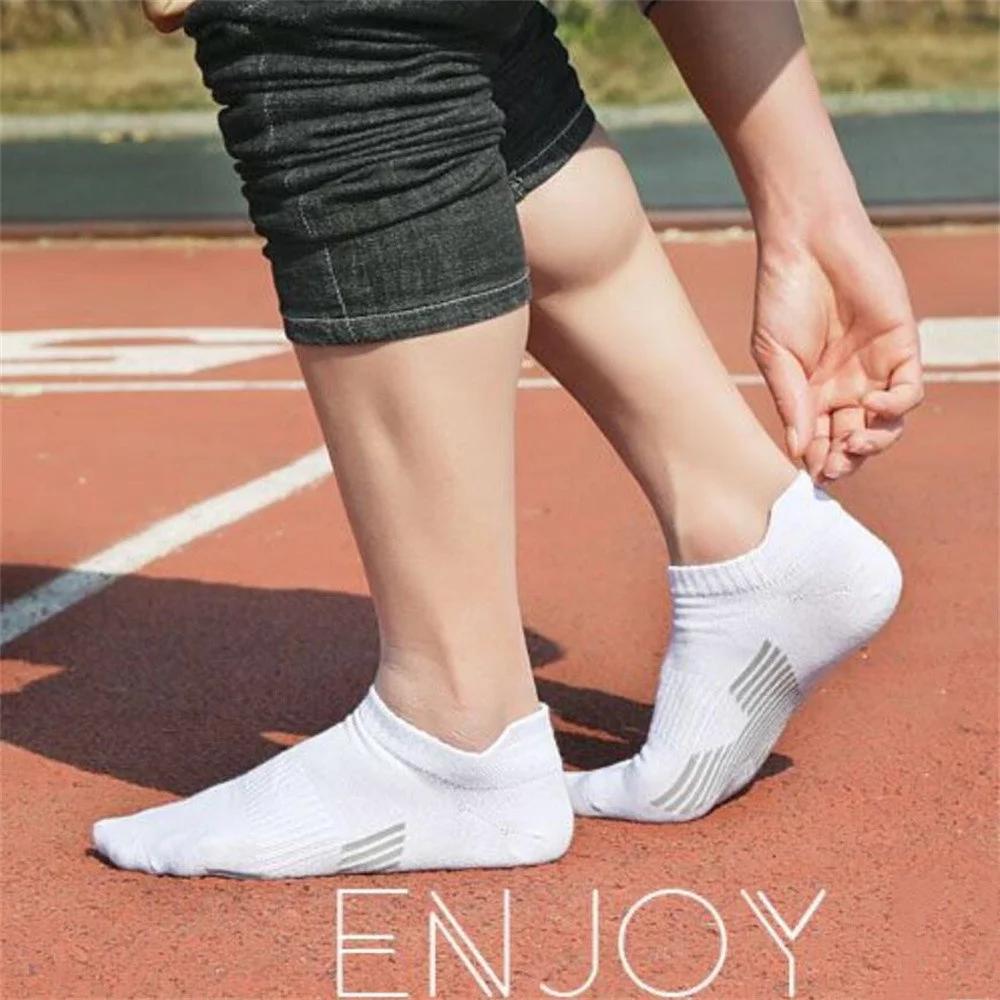 5 Pairs Sports Socks Men Running White 100% Cotton Male Mid Tube Socks Spring Summer Sweat Absorbing Calcetines