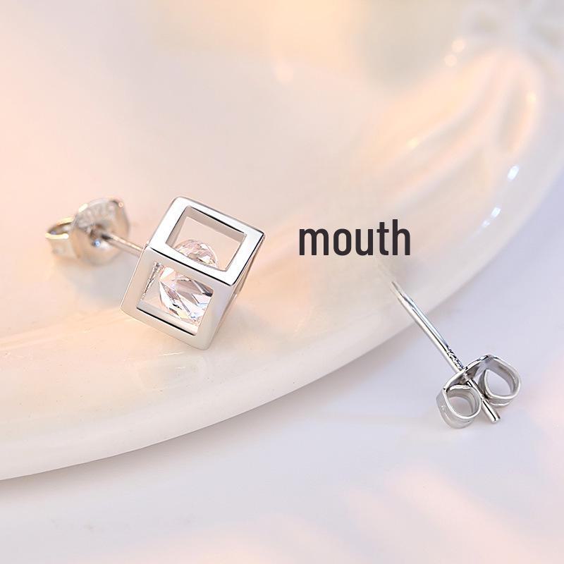 Boucles d'oreilles géométriques carrées en zircon de mode coréenne pour femmes