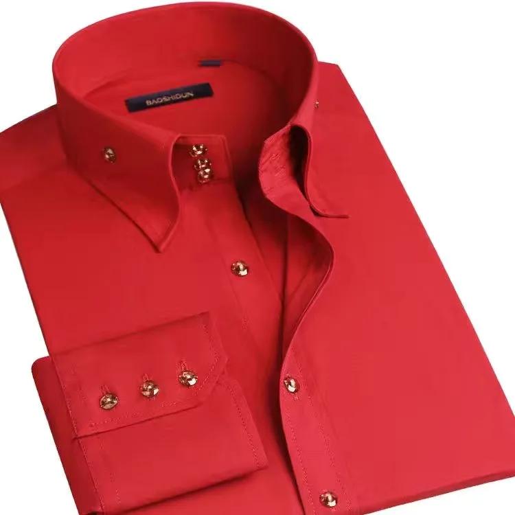Herren Hemd Button-down Kragen Formell Business Langarm Lässig Koreanische Mode Slim Fit Männliche Designer Hemden Weiß
