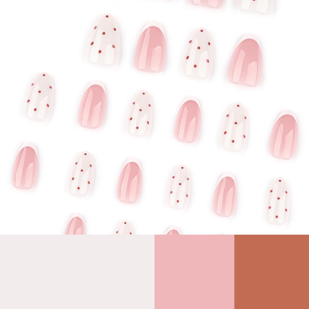 Žhavý prodej mandlový nehet tečkovaný nail art, jednoduchý bílý francouzský nositelný dílek nehtu umělý nehet