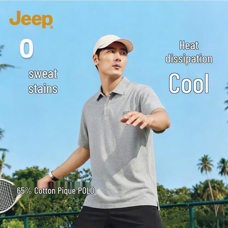 JEEP Men s Summer Loose Fit Cotton Pique Polo Shirt 4XL