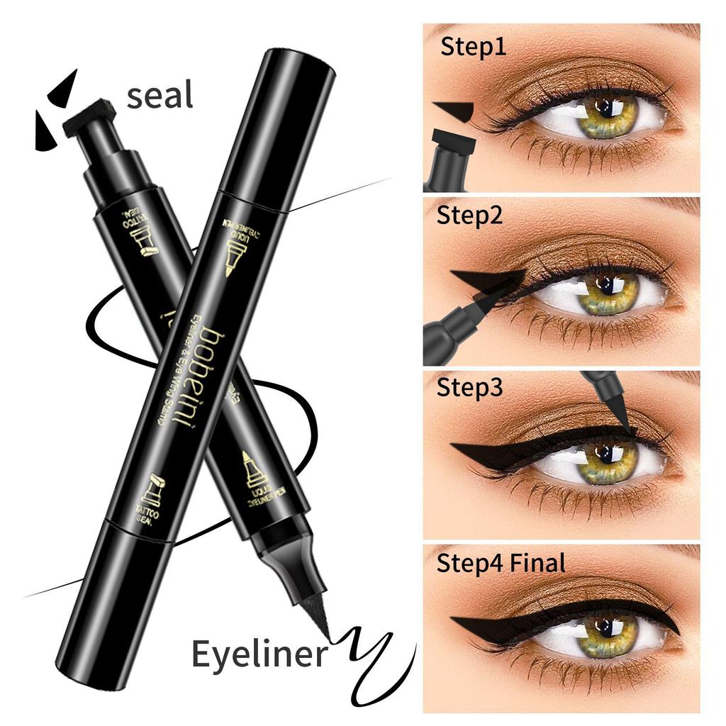 Seal Stamp Liquid Eyeliner Pen Waterproof Fast Dry Black Eye Liner Pencil With Eyeliner Cosmetic Double-Ended Eyeliner