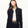 American Retro Cool Hot Girl Black Stand-Up Collar Slimming Spring Jacket for Women