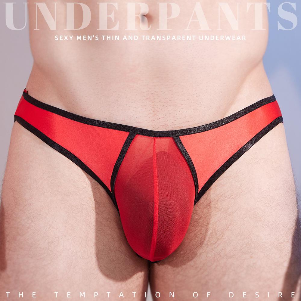 Men'S Lingerie Panties Oily Mesh Sheer Pouch Briefs Smooth Skin-Friendly Low-Rise Underwear Sexy Gay Temptation Erotic Underpant