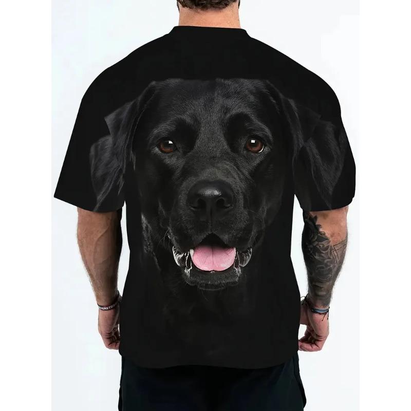 Men's 3D Printed Large Dog Pattern T-shirt Humorous Digital Printed Short Sleeved T-shirt Breathable Polyester Round Neck Casual