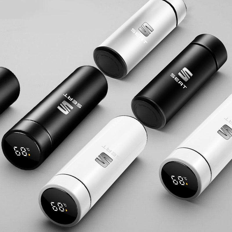 Car Smart Thermos Bottle With Temperature Display Coffee Cup For SEAT Leon cupra MK1 MK2 MK3 Ibiza 6L 6J 6P 6F 1P 5F