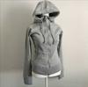 2KWEIRD Black Lamb Wool Double Zipper Hoodies Women's Clothes Slim Waist Hooded Vintage Y2k Coats Ropa Mujer Casual Fashion Sweatshirts